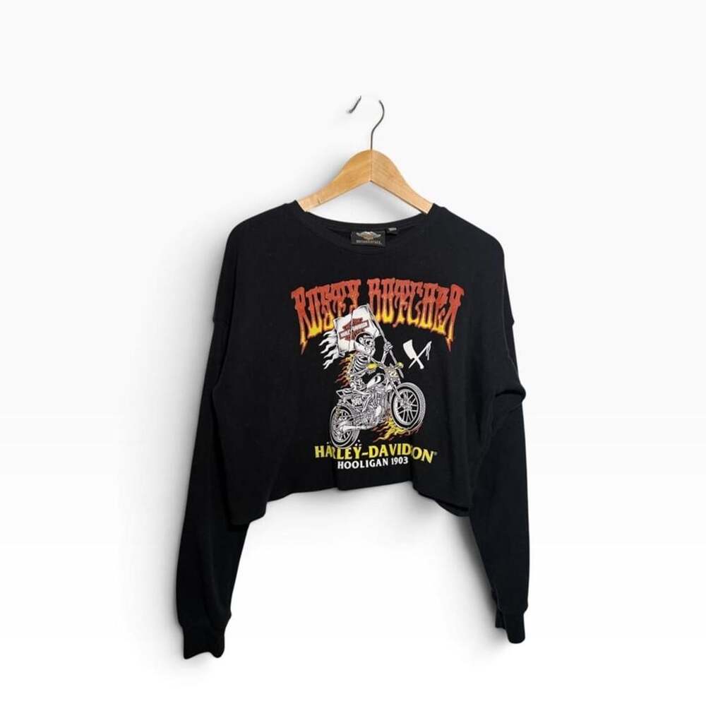Harley-Davidson Motorclothes Rusty Butcher Hooligan 1903 Cropped Sweatshirt